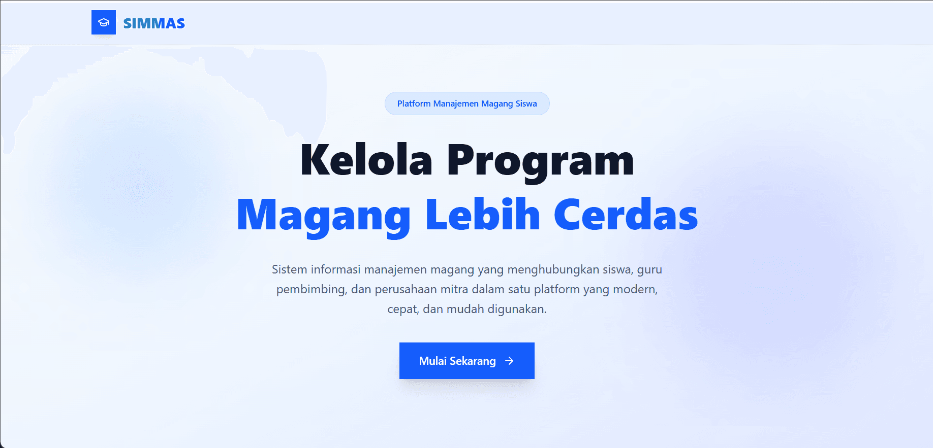 Screenshot antarmuka dan preview proyek Internship Management System — UBIG SIMMAS
